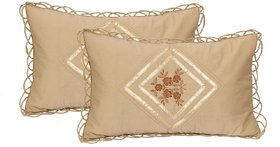 HomeStore-YEP Fancy kundle Qulited Embroidary Work Pillow Covers (Set of 2 Piece) Brown Color, Cotton