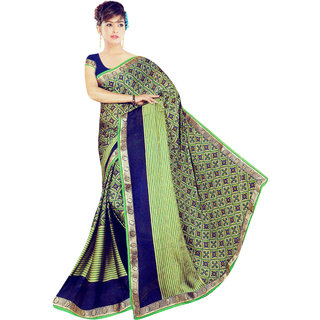 ARU Printed Rangoli Silk Saree With Blouse Piece- Green