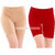 Pixie Biowashed 220 GSM Cotton Lycra Cycling Shorts for Girls / Women / Ladies Combo (Pack of 2) Beige and Red - Free Size