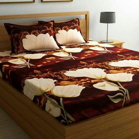 3D Printed Poly Cotton Double Bedsheet with 2 Pillow covers
