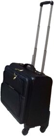 Leather  4 wheel Trolley Cabin Bag ( Black ) Handcrafted