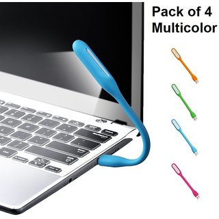 KSJ Pack of 4 Flexible USB LED Light (Assorted Colors)