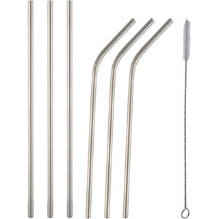 Stainless Steel Straight, Bend Straw and Brush Combo(3+3+1)