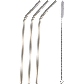 Stainless Steel  Bend Straw and Brush Combo(3+1)