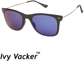 Ivy Vacker Metal Sides Mirrored Blue Wayfarer Sunglasses