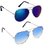 Ivy Vacker Combo of 2 UV Protected Blue Mirrored Aviator Sunglasses