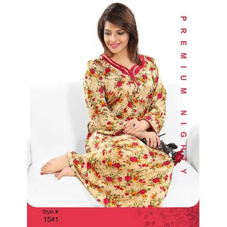 Buy Women s Printed Nighty 1541 Long Sleeves Satin Night Gown Lounge Wear Womens Bed Slip Maxi Long Nightie Online 1290 from ShopClues