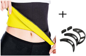 Gold Dust Unisex Black & Yellow Body Slim Sweat Shapewear Belt + Bumpits Combo (3XL)