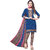 ARU Printed Unstitched Patiala Suit Combo Set - Golden and Navy Blue