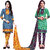 ARU Printed Unstitched Patiala Suit Combo Set - Sea Blue and Green