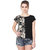 MALLORY WINSTON Women Black with Army Print top.
