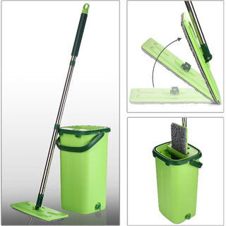                      Smile Mom Easy Flat Mop Stick Rod with Bucket Set in Offer for Wet  Dry Use, Best 360 Degree Spin Magic Floor Cleaning                                              
