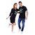 We2 Cotton Together Since Forever Printed Black Color Couple T-Shirts Dress Combo