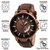 Gen-Z GENZ-SN-DD-0051 Brown dial Brown leather strap day and date Gift Watch for Men