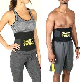 Unisex Sweat Waist Trimmer Fat Burner Belly Tummy Yoga Wrap Black Exercise Body Slim look Belt Free Size SWEAT BELT) CODE-SWEATS98