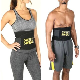 Unisex Sweat Waist Trimmer Fat Burner Belly Tummy Yoga Wrap Black Exercise Body Slim look Belt Free Size SWEAT BELT) CODE-SWEATHX98