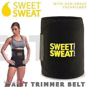 Unisex Sweat Waist Trimmer Fat Burner Belly Tummy Yoga Wrap Black Exercise Body Slim look Belt Free Size SWEAT BELT) CODE-SWEATG25