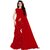 Women's Red Self Design Solid Georgette Ruffle Saree With Blouse