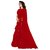 Women's Red Self Design Solid Georgette Ruffle Saree With Blouse