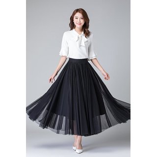Net flared skirt online