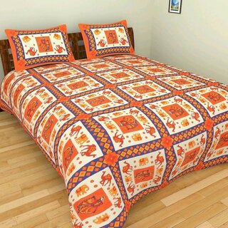 CH Fashion Badmer Print cotton doubel Bed bedsheet with Two Pillow cover