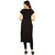 BLANCORA Women's Short Sleeve Self Design Black and White Straight Crepe Kurti