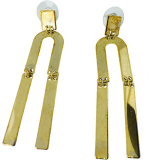 Mahir Evolution Cute  Fancy Unique inverted Hanging U with Dull Gold  Earrings for Women  Girls