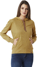 Miss Chase Women's Mustard Yellow Round Neck Full Sleeve Solid Multicolored Twill Tape Detailing Sweatshirt