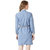 Miss Chase Women's Blue Polo Neck Rolled Up Full Sleeve Denim Solid Buttoned A-Line Mini Dress