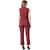 Miss Chase Women's Maroon V-Neck Sleeveless Straight Leg Tie-Up Solid Belted Wrap Jumpsuit