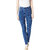 Miss Chase Women's Blue Skinny High Rise Cropped Length Fringe Detailing Stretchable Denim Jeans