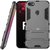 TBZ Tough Heavy Duty Shockproof Defender Dual Protection Layer Hybrid Kickstand Back Case Cover for Oppo F7 with Earphone-Grey