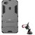 TBZ Tough Shockproof Dual Protection Layer Hybrid Kickstand Back Case Cover for Oppo F7 with Mobile Car Mount Holder Stand -Grey