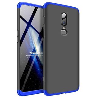 TBZ Ultra thin 3-In-1 Slim Fit Complete 3D 360 Degree Protection Hybrid Hard Back Case Cover for OnePlus 6T -Blue