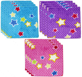 Neska Moda Pack Of 12 Womens Star Cotton Handkerchiefs 25X25 CM H68