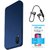 TBZ All Sides Protection Hard Back Case Cover for Vivo V11 Pro with Bluetooth Headset Headphones and Tempered Screen Guard -Blue