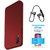 TBZ All Sides Protection Hard Back Case Cover for Vivo V11 Pro with Bluetooth Headset Headphones and Tempered Screen Guard -Red