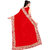 Bigben Textile Women's Red Embroidered Half-Half Georgette Designer Saree With Blouse