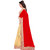 Bigben Textile Women's Red Embroidered Half-Half Georgette Designer Saree With Blouse