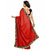 Bigben Textile Women's Red Embroidered Lace Work Paper Silk Designer Saree With Blouse