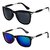 Ivy Vacker Golden Stick Black and Blue Mirrored Wayfarer Sunglasses Combo