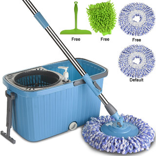                       Smile Mom Magic Spin Mop with Bucket Set Offer with Easy Wheels for Best 360 Degree Floor Cleaning, 2 Refill Head, Free Microfiber Glove + Kitchen Wiper                                              