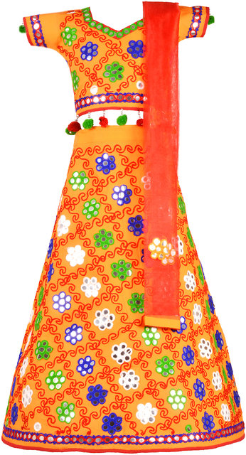Buy Aarika Girl's Silk Lehenga Choli Set (LCH-23201_Blue-Peach_5-6 Years)  at Amazon.in
