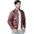 Xee Full Sleeve Solid Men Brown Leather Jacket