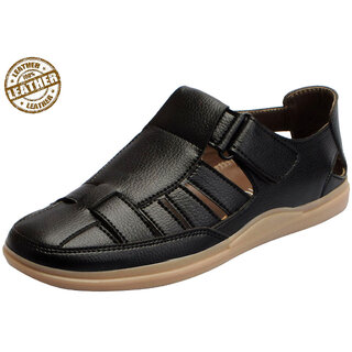 Fausto Mens Black Outdoor Sandals 
