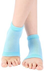 CuraFoot Unisex Silicone Gel Heel Socks with Spa Botanical Gel Pad - 2 Count Free Size, Blue