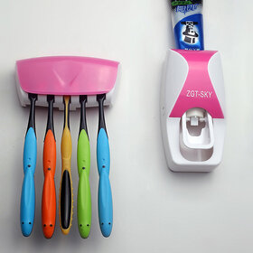 Automatic Toothpaste Dispenser And Tooth Brush Holder Set( Random Color)