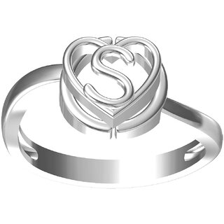 intial letter S rhodiuam plated ring for unisex