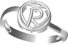 intial letter R rhodiuam plated ring for unisex