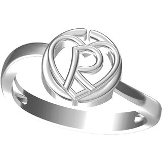 intial letter R rhodiuam plated ring for unisex